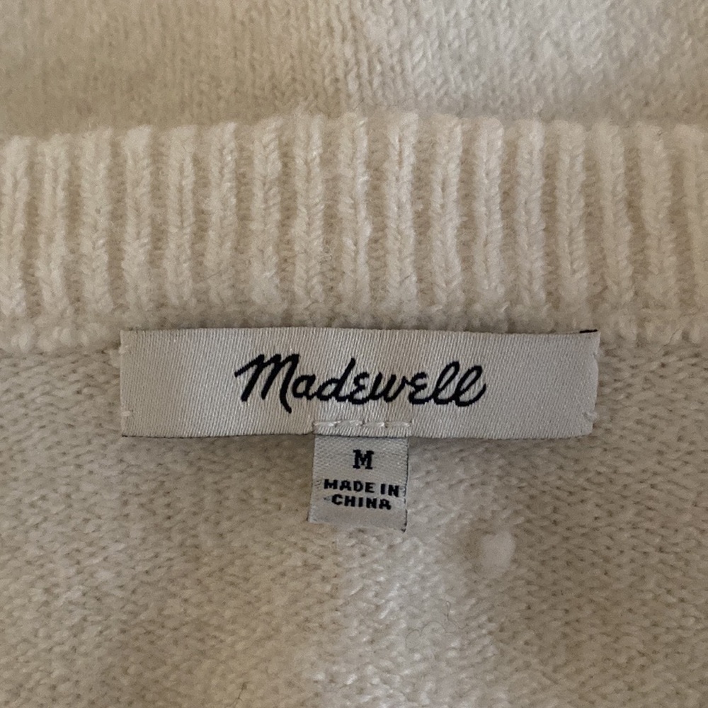 Madewell Bobble Dashboard winter white V-Neck wool blended cozy yarn sweater - Picture 11 of 14